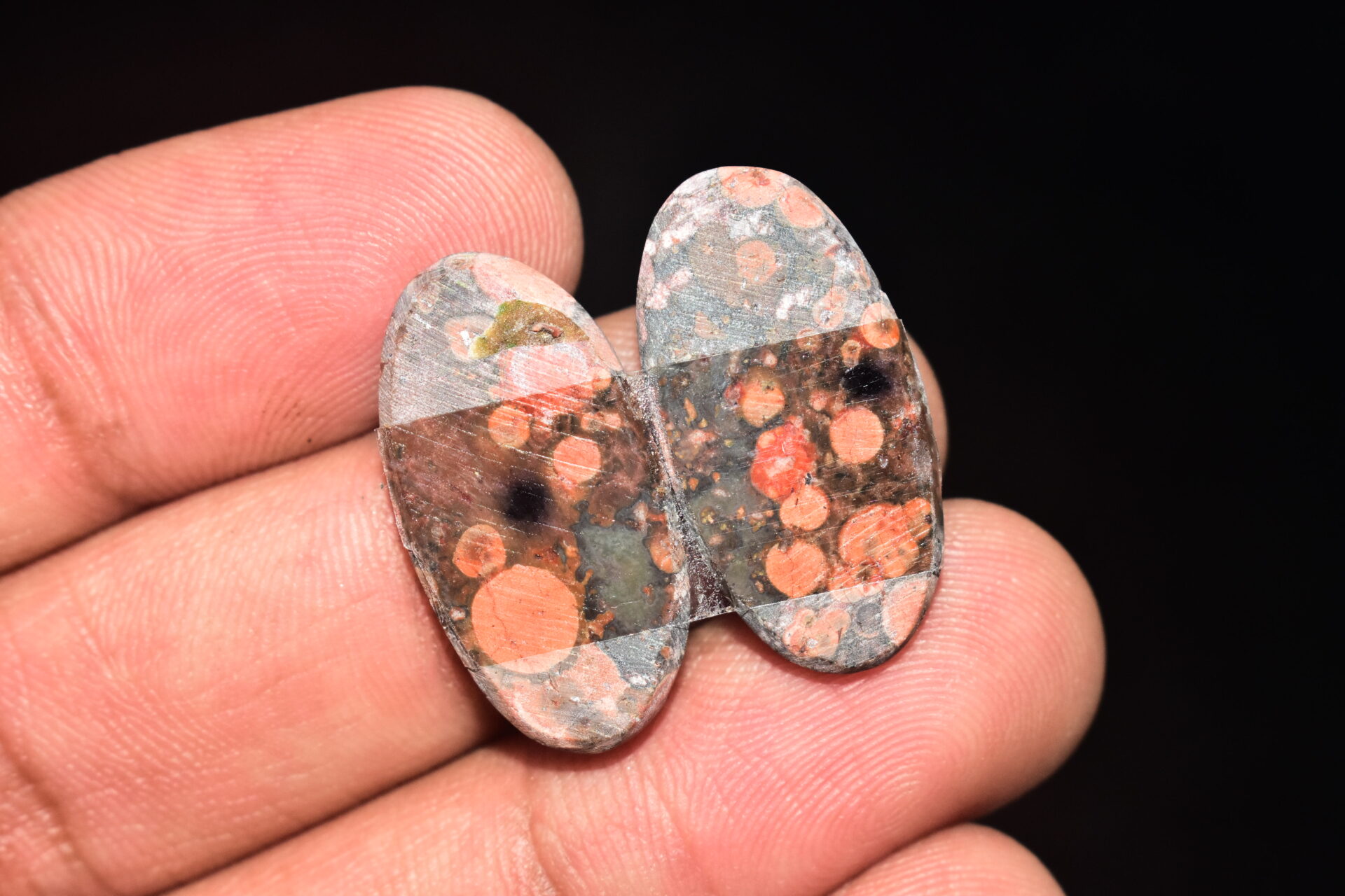 Poppy Jasper Pair Cabochon / Poppy Jasper Pair Gemstone / For Earrings / Oval Shape / 19.95 Ct. / 25x13x4 mm. Loose Gemstone / Q-750 - Image 5