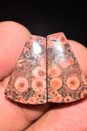 Poppy Jasper Pair Cabochon / Poppy Jasper Pair Gemstone / For Earrings / Freeform Shape / 16.10 Ct. / 25x13x4 mm. Loose Gemstone / Q-781