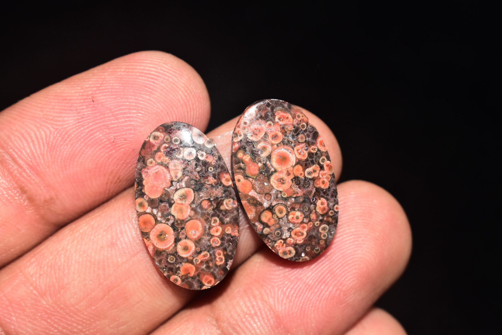 Poppy Jasper Pair Cabochon / Poppy Jasper Pair Gemstone / For Earrings / Oval Shape / 16.85 Ct. / 22x13x4 mm. Loose Gemstone / Q-766 - Image 4