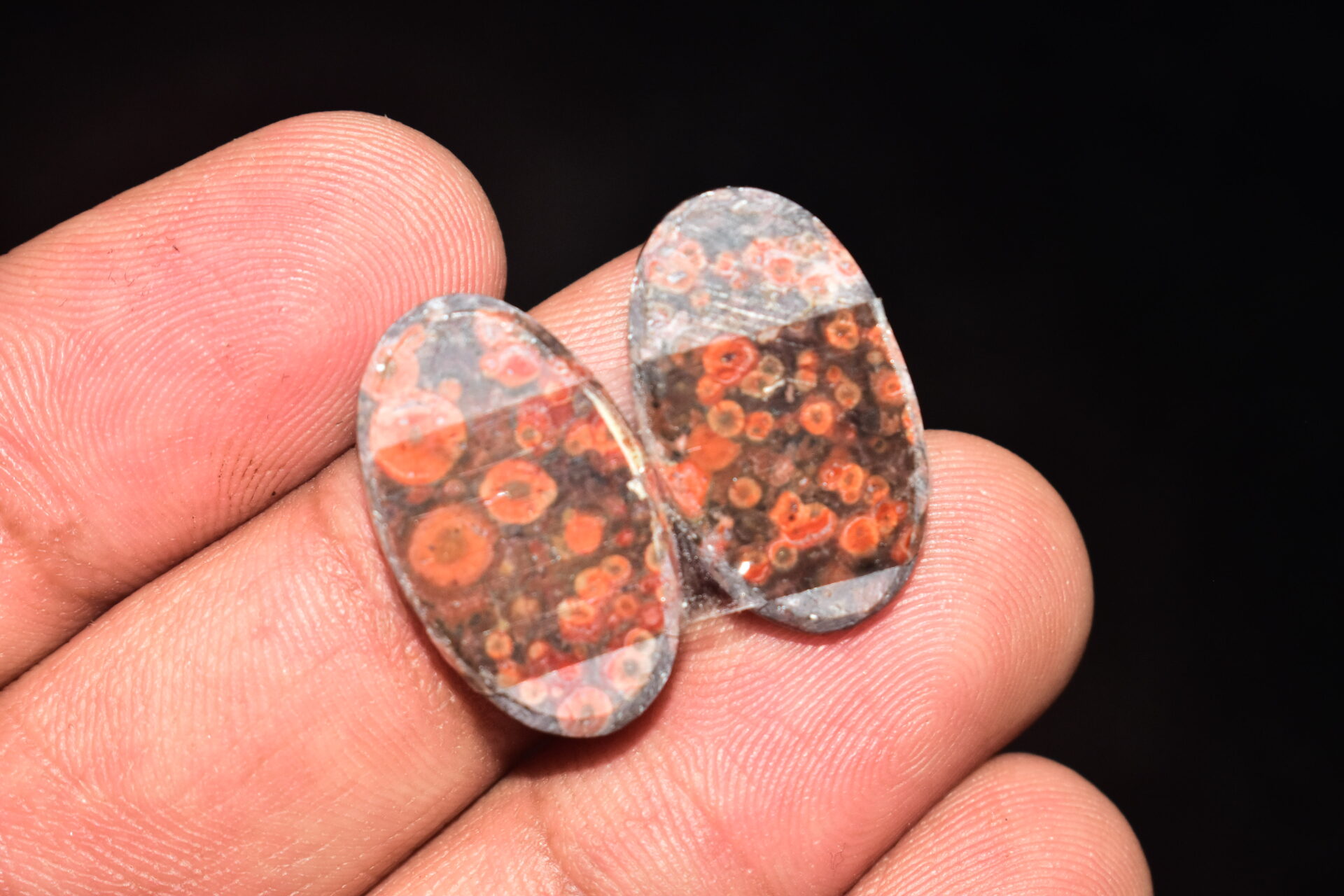 Poppy Jasper Pair Cabochon / Poppy Jasper Pair Gemstone / For Earrings / Oval Shape / 16.85 Ct. / 22x13x4 mm. Loose Gemstone / Q-766 - Image 5