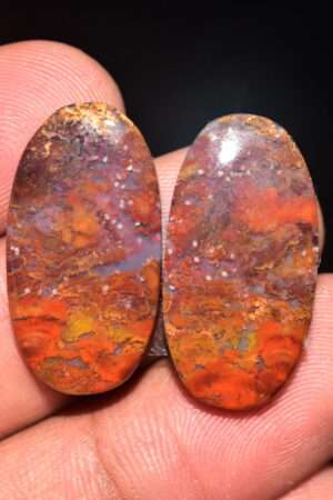 Seam Agate Pair Cabochon / Moroccan Seam Agate Pair Gemstone / For Jewelry / Oval Shape / 30.00 Ct / 26x14x4 mm. Loose Gemstone Q-730