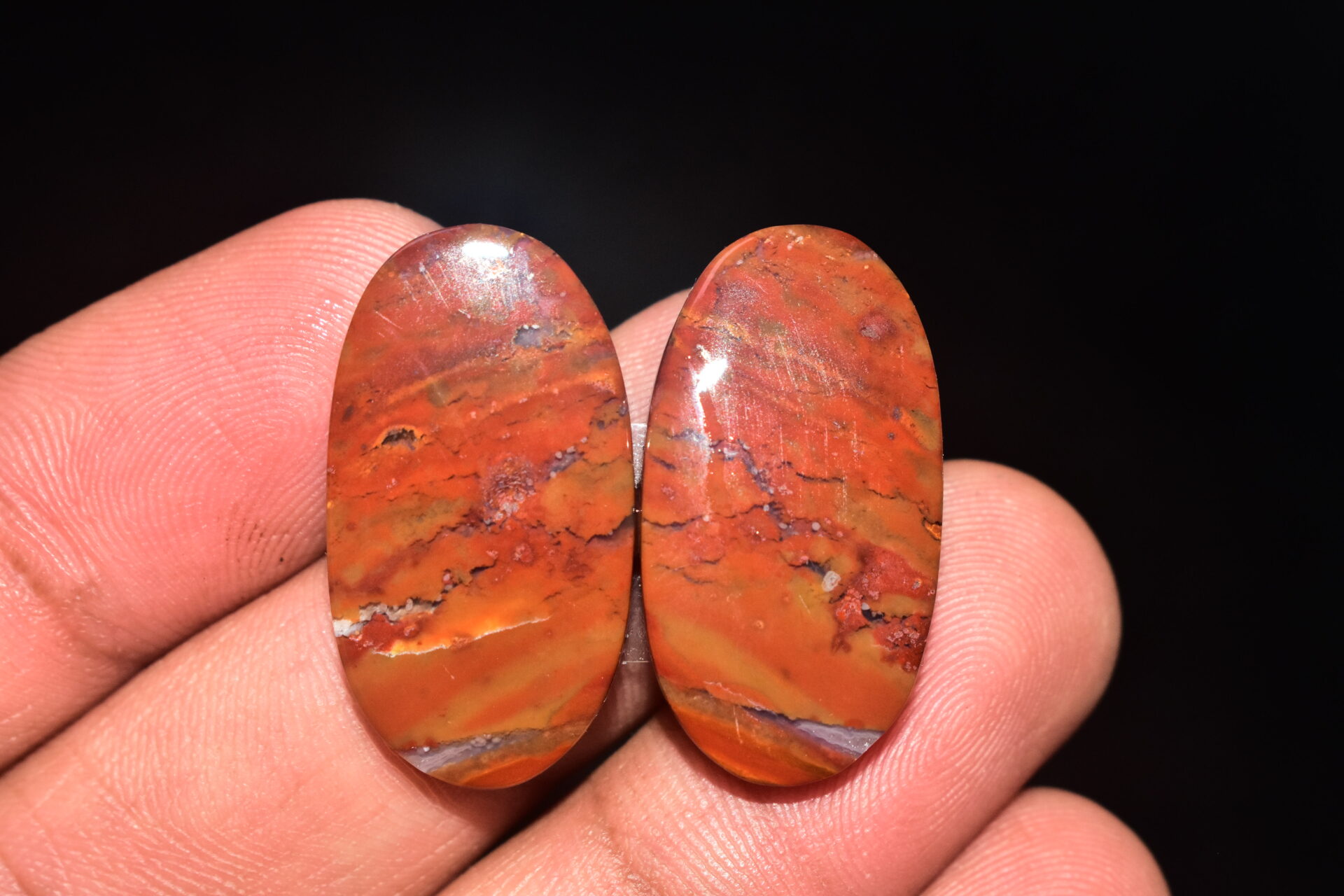 Seam Agate Pair Cabochon / Moroccan Seam Agate Pair Gemstone / For Jewelry / Oval Shape / 37.20 Ct / 28x15x4 mm. Loose Gemstone Q-729
