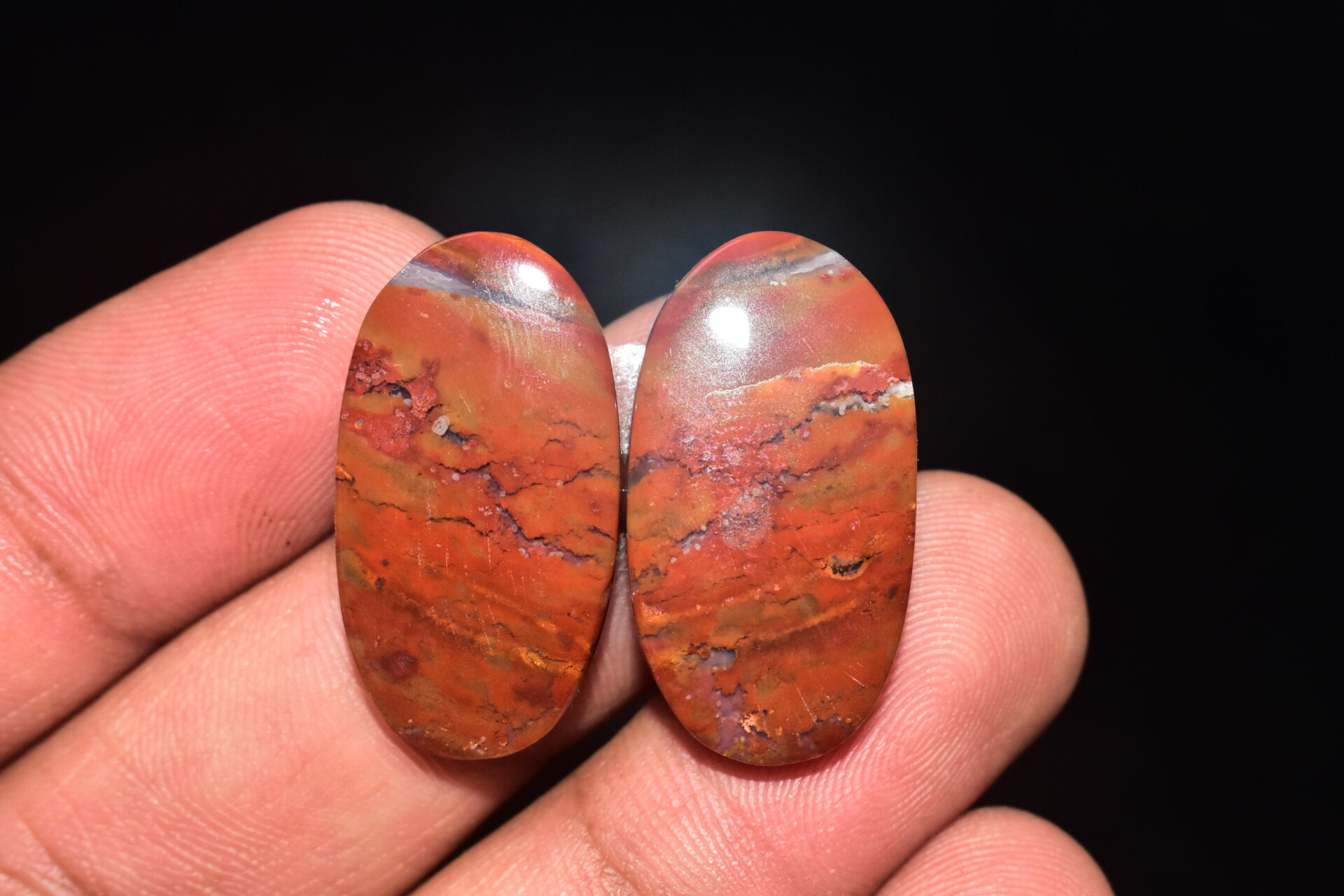 Seam Agate Pair Cabochon / Moroccan Seam Agate Pair Gemstone / For Jewelry / Oval Shape / 37.20 Ct / 28x15x4 mm. Loose Gemstone Q-729 - Image 3