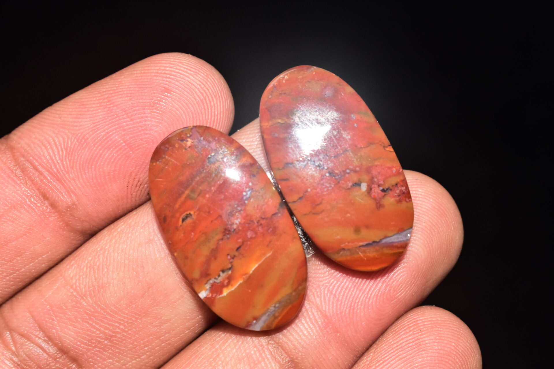 Seam Agate Pair Cabochon / Moroccan Seam Agate Pair Gemstone / For Jewelry / Oval Shape / 37.20 Ct / 28x15x4 mm. Loose Gemstone Q-729 - Image 4
