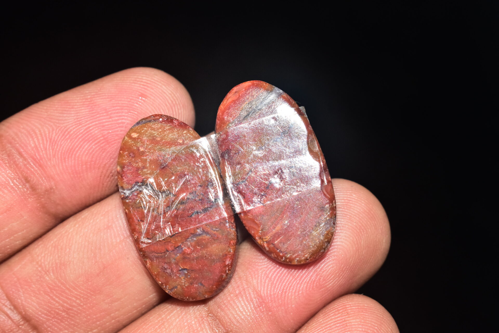 Seam Agate Pair Cabochon / Moroccan Seam Agate Pair Gemstone / For Jewelry / Oval Shape / 37.20 Ct / 28x15x4 mm. Loose Gemstone Q-729 - Image 5