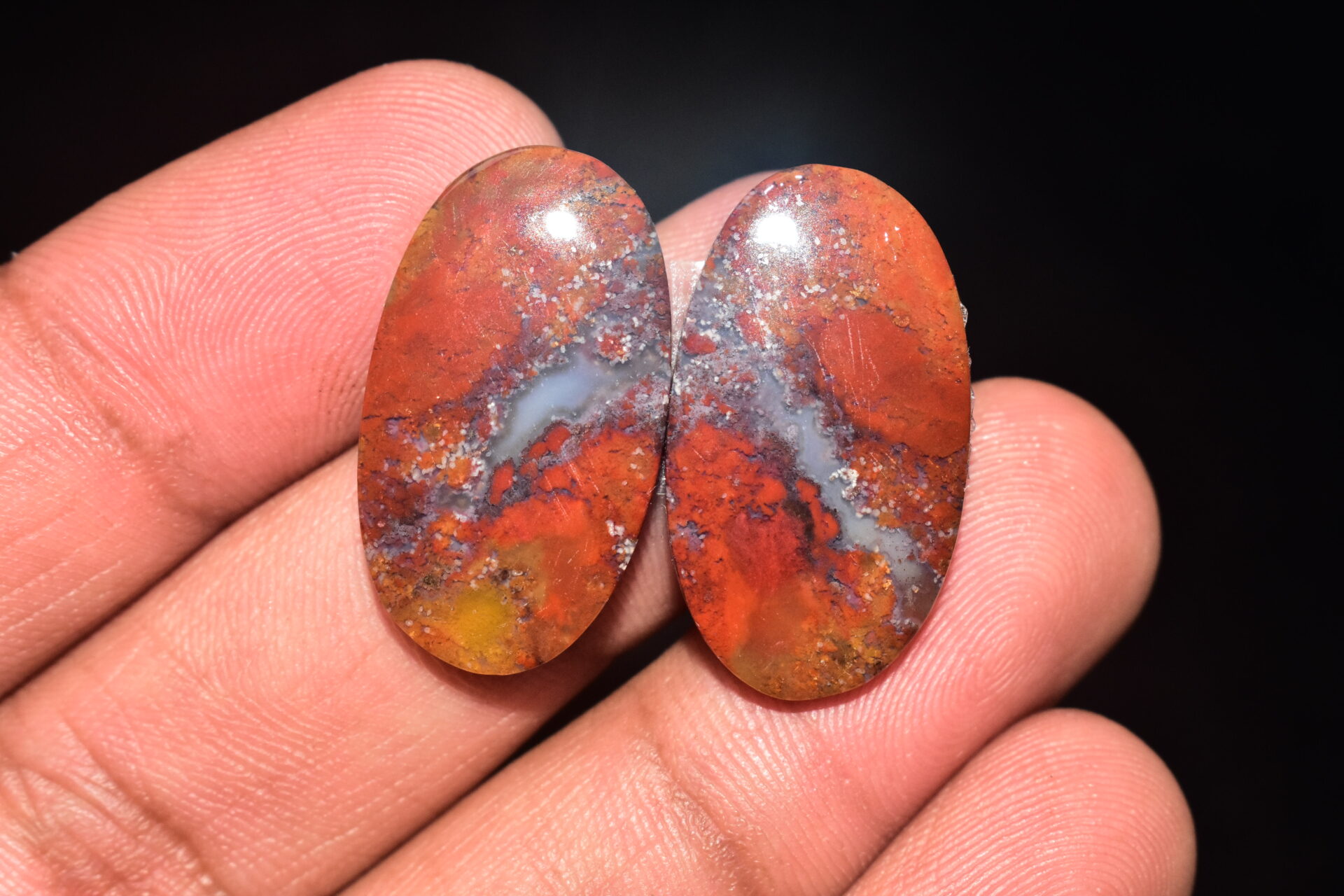 Seam Agate Pair Cabochon / Moroccan Seam Agate Pair Gemstone / For Jewelry / Oval Shape / 31.75 Ct / 27x15x4 mm. Loose Gemstone Q-727 - Image 2