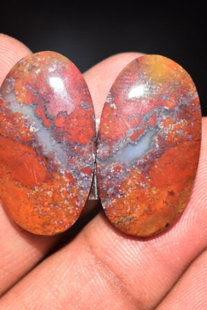 Seam Agate Pair Cabochon / Moroccan Seam Agate Pair Gemstone / For Jewelry / Oval Shape / 31.75 Ct / 27x15x4 mm. Loose Gemstone Q-727