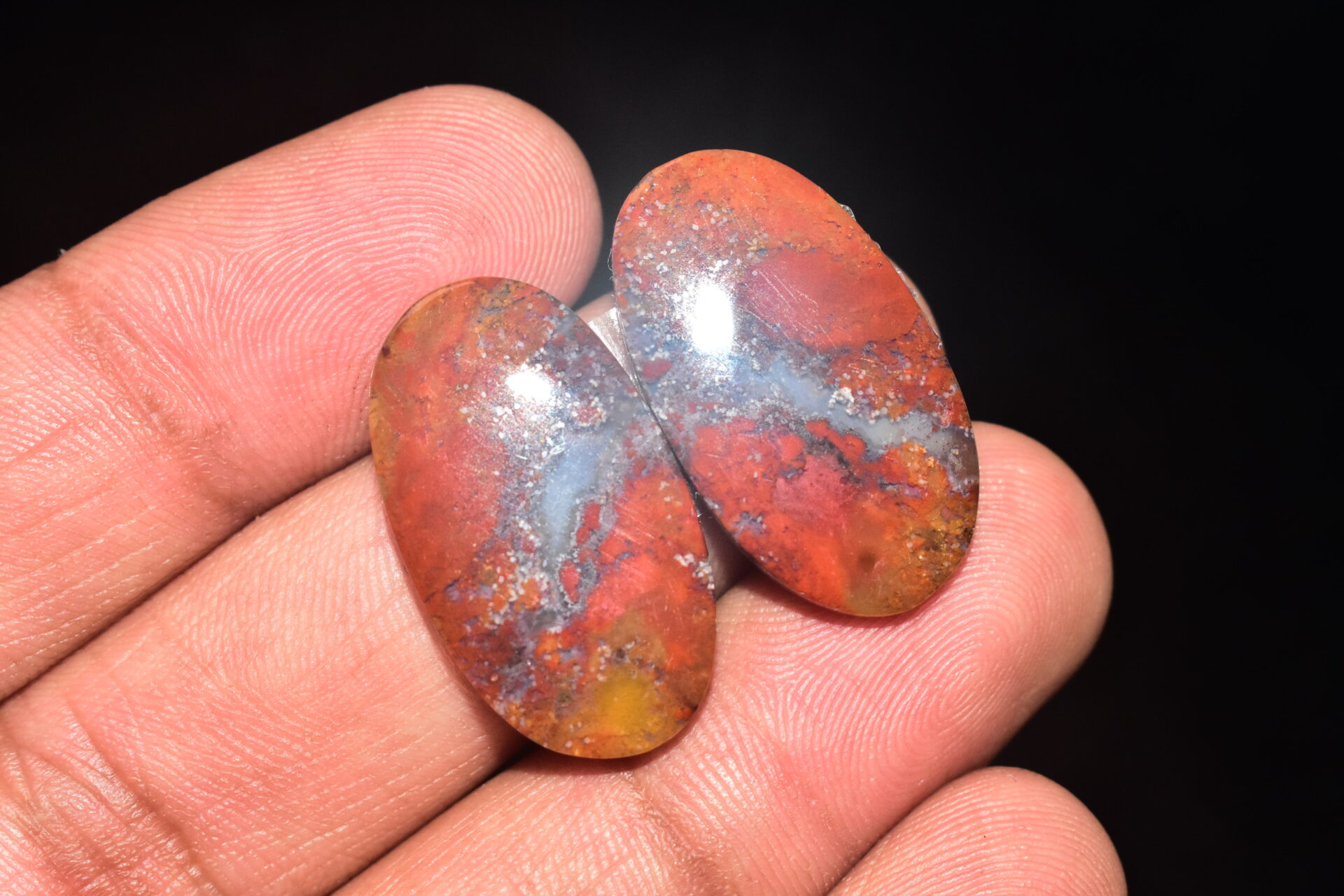 Seam Agate Pair Cabochon / Moroccan Seam Agate Pair Gemstone / For Jewelry / Oval Shape / 31.75 Ct / 27x15x4 mm. Loose Gemstone Q-727 - Image 4