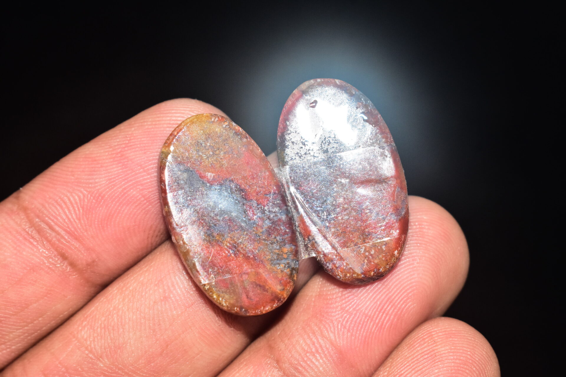 Seam Agate Pair Cabochon / Moroccan Seam Agate Pair Gemstone / For Jewelry / Oval Shape / 31.75 Ct / 27x15x4 mm. Loose Gemstone Q-727 - Image 5
