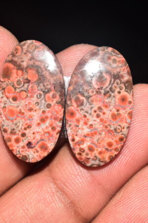 Poppy Jasper Pair Cabochon / Poppy Jasper Pair Gemstone / For Earrings / Oval Shape / 21.60 Ct. / 24x13x4 mm. Loose Gemstone / Q-752