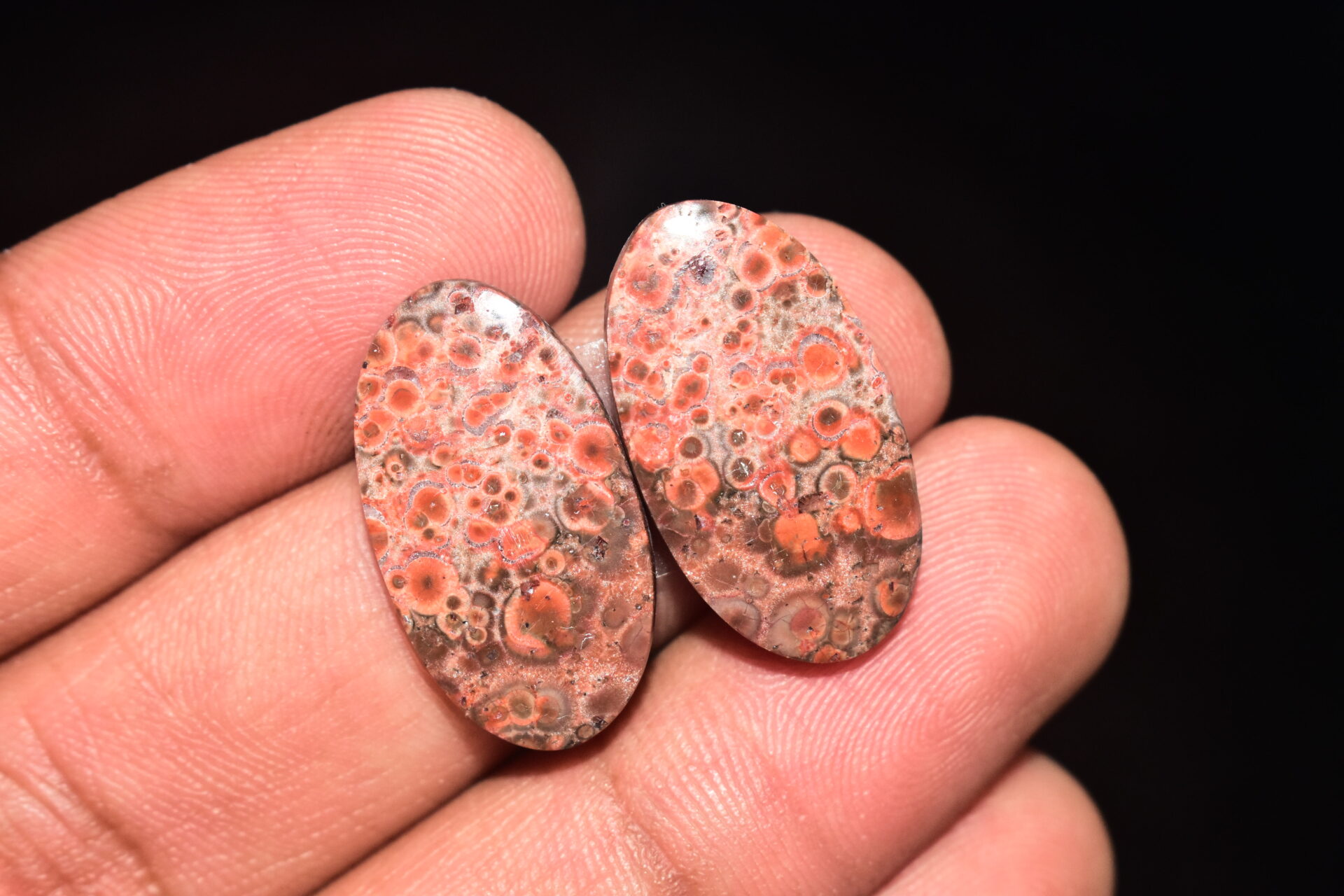 Poppy Jasper Pair Cabochon / Poppy Jasper Pair Gemstone / For Earrings / Oval Shape / 21.60 Ct. / 24x13x4 mm. Loose Gemstone / Q-752 - Image 4
