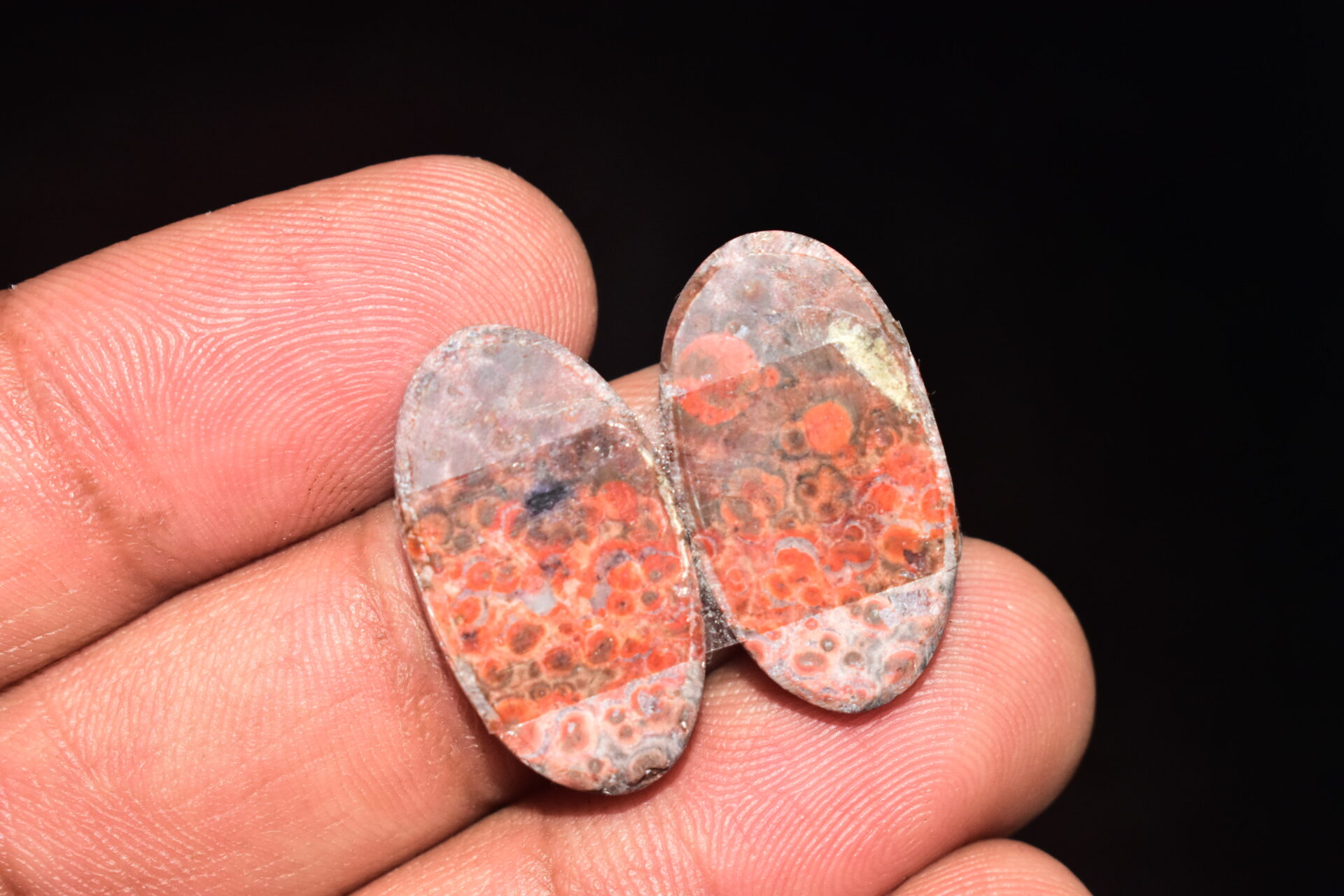 Poppy Jasper Pair Cabochon / Poppy Jasper Pair Gemstone / For Earrings / Oval Shape / 21.60 Ct. / 24x13x4 mm. Loose Gemstone / Q-752 - Image 5