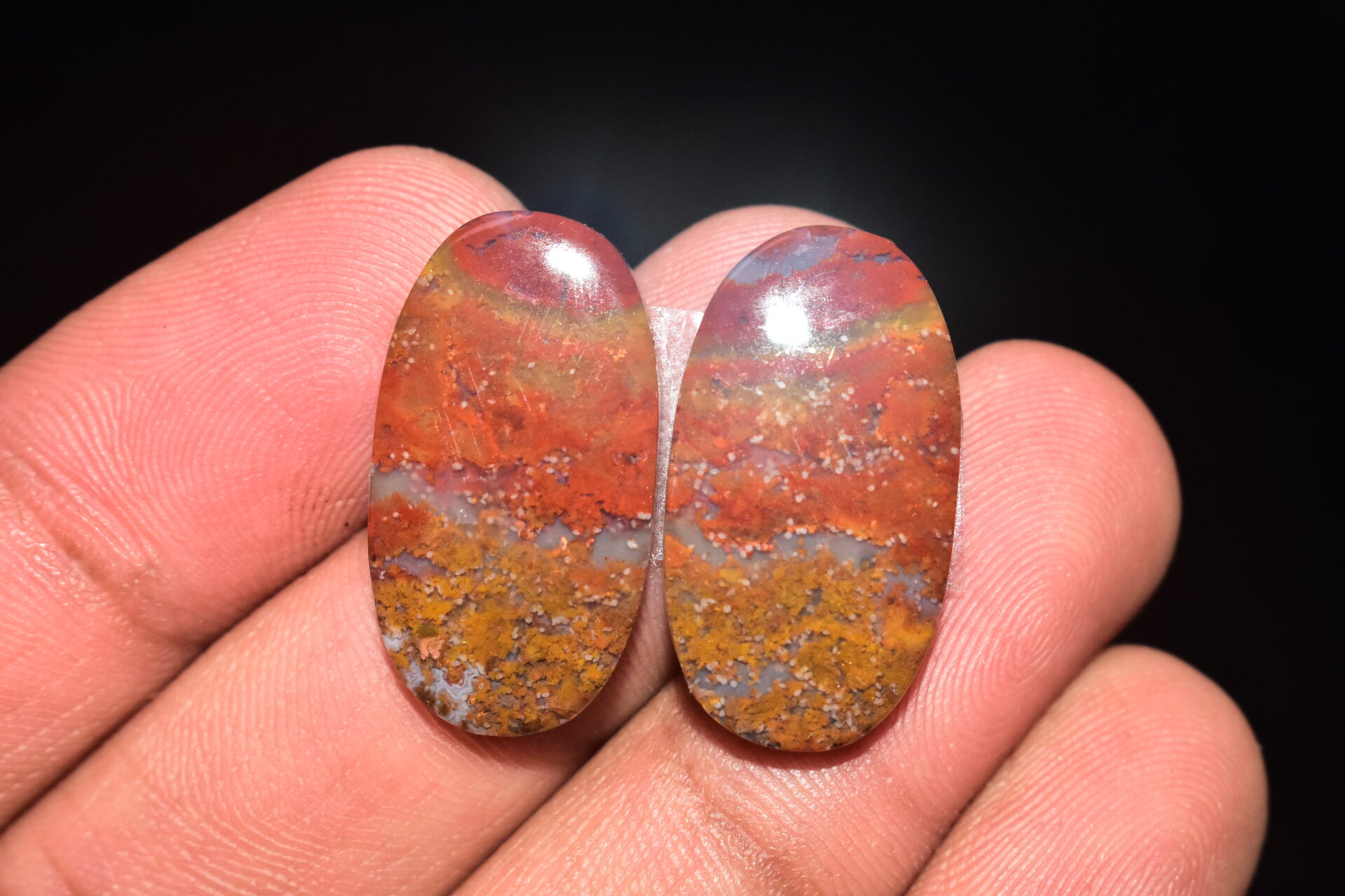 Seam Agate Pair Cabochon / Moroccan Seam Agate Pair Gemstone / For Jewelry / Oval Shape / 27.60 Ct / 25x13x4 mm. Loose Gemstone Q-726 - Image 2