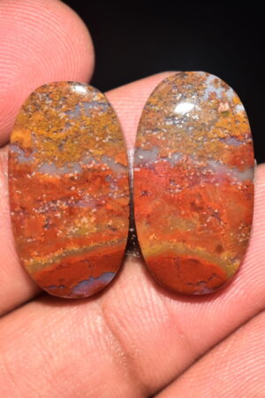 Seam Agate Pair Cabochon / Moroccan Seam Agate Pair Gemstone / For Jewelry / Oval Shape / 27.60 Ct / 25x13x4 mm. Loose Gemstone Q-726