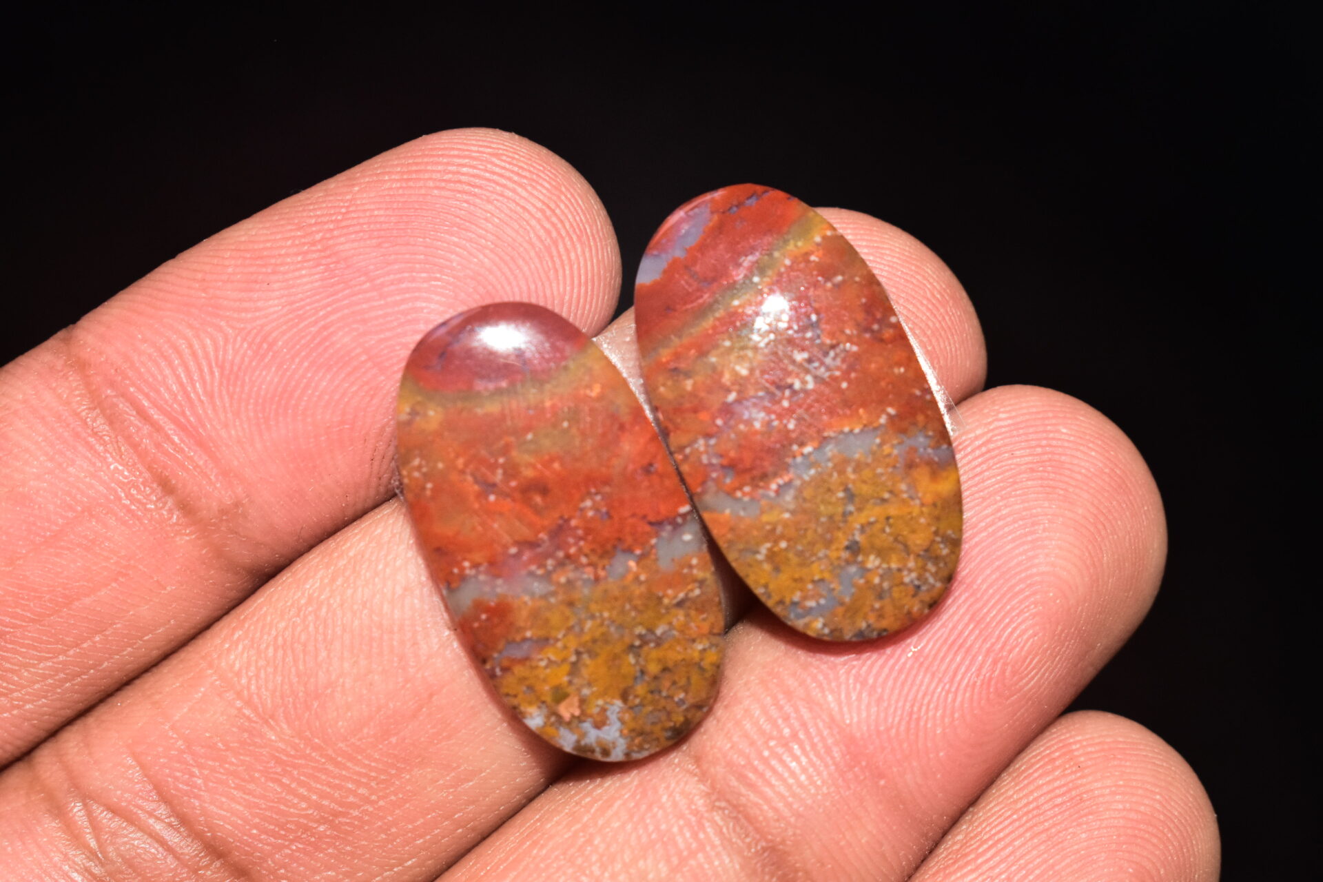 Seam Agate Pair Cabochon / Moroccan Seam Agate Pair Gemstone / For Jewelry / Oval Shape / 27.60 Ct / 25x13x4 mm. Loose Gemstone Q-726 - Image 4