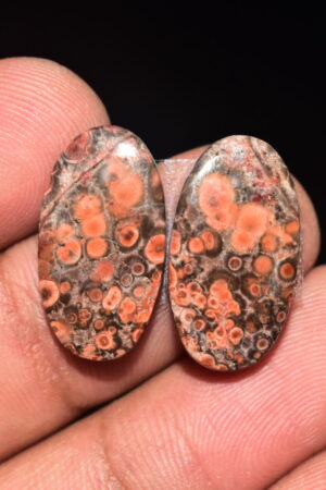 Poppy Jasper Pair Cabochon / Poppy Jasper Pair Gemstone / For Earrings / Oval Shape / 14.45 Ct. / 20x11x4 mm. Loose Gemstone / Q-749