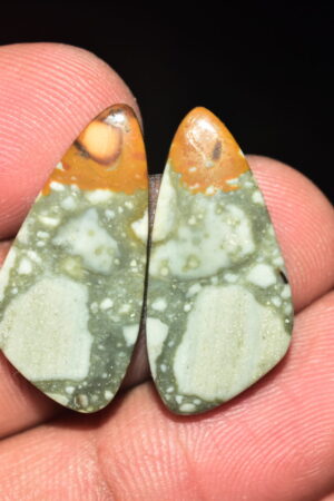 American Picture Jasper Pair Cabochon / Picture Jasper Pair Gemstone / Freeform Shape / 19.00 Ct. / 25x12x4 mm. / Loose Gemstone / Q-737