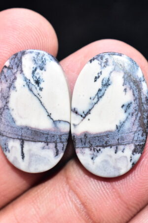Porcelain Jasper Pair Cabochon / Porcelain Jasper Pair Gemstone / Exotica Jasper Pair / Oval Shape / 32.25 Ct. / 24x15x4 mm. / Q-837