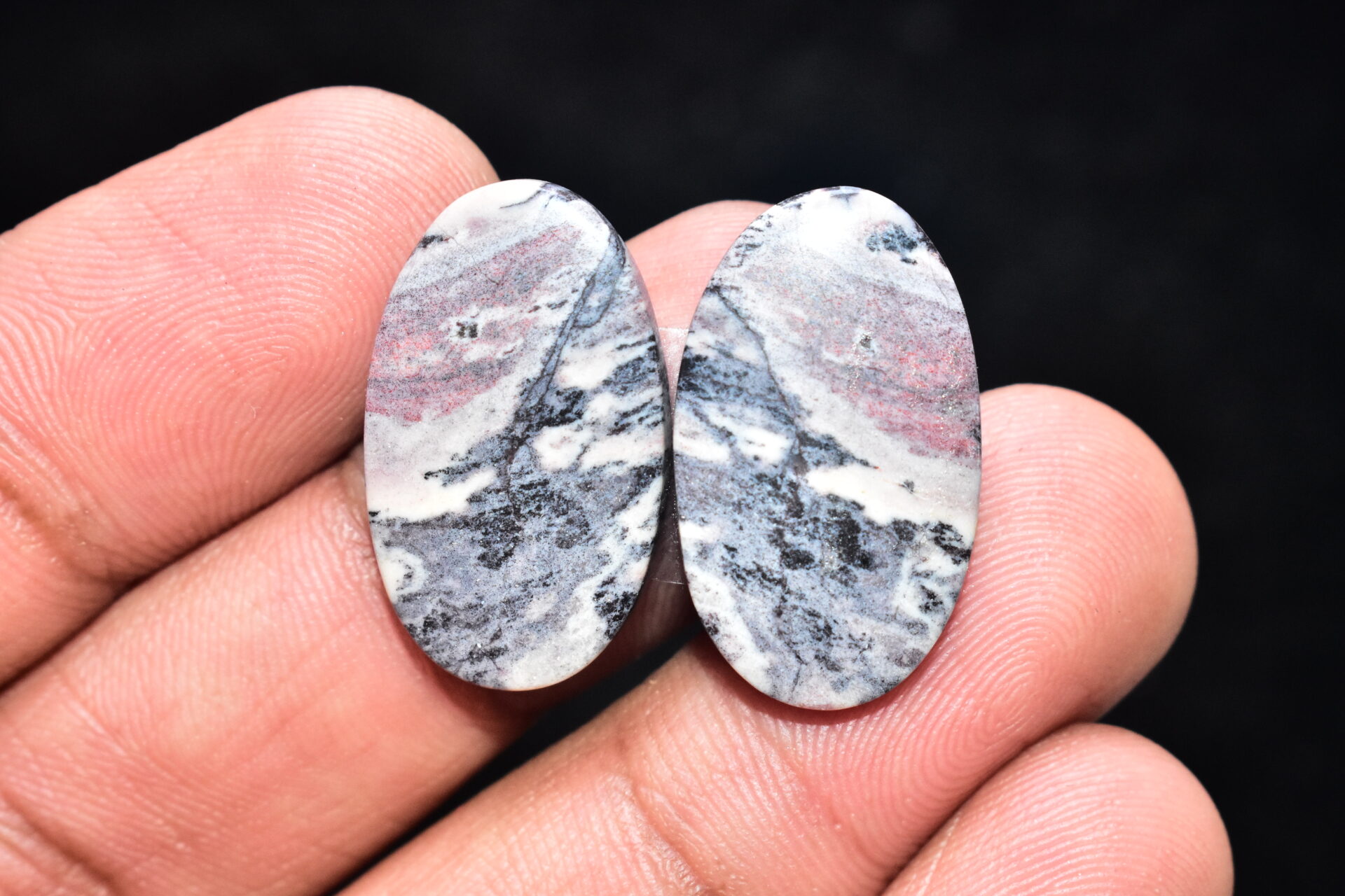Porcelain Jasper Pair Cabochon / Porcelain Jasper Pair Gemstone / Exotica Jasper Pair / Oval Shape / 24.05 Ct. / 24x14x4 mm. / Q-827