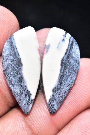 Porcelain Jasper Pair Cabochon / Porcelain Jasper Pair Gemstone / Exotica Jasper Pair / Freeform Shape / 24.25 Ct. / 29x12x4 mm. / Q-821