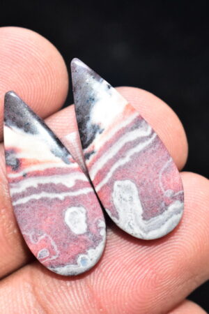 Porcelain Jasper Pair Cabochon / Porcelain Jasper Pair Gemstone / Exotica Jasper Pair / Pear Shape / 21.45 Ct. / 26x11x4 mm. / Q-838