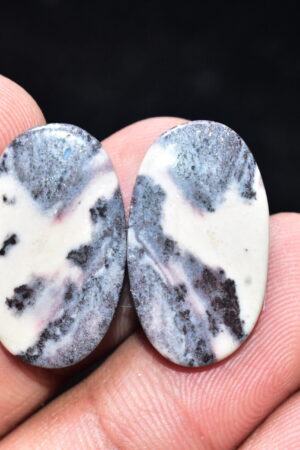 Porcelain Jasper Pair Cabochon / Porcelain Jasper Pair Gemstone / Exotica Jasper Pair / Oval Shape / 23.20 Ct. / 23x13x4 mm. / Q-836