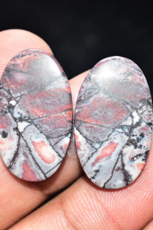 Porcelain Jasper Pair Cabochon / Porcelain Jasper Pair Gemstone / Exotica Jasper Pair / Oval Shape / 25.60 Ct. / 25x15x4 mm. / Q-824