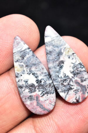 Porcelain Jasper Pair Cabochon / Porcelain Jasper Pair Gemstone / Exotica Jasper Pair / Pear Shape / 21.85 Ct. / 27x11x4 mm. / Q-825
