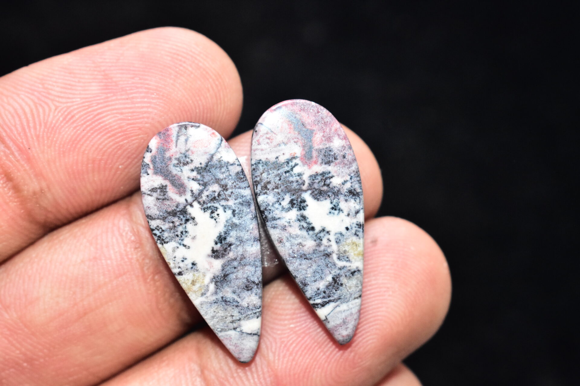 Porcelain Jasper Pair Cabochon / Porcelain Jasper Pair Gemstone / Exotica Jasper Pair / Pear Shape / 21.85 Ct. / 27x11x4 mm. / Q-825 - Image 3