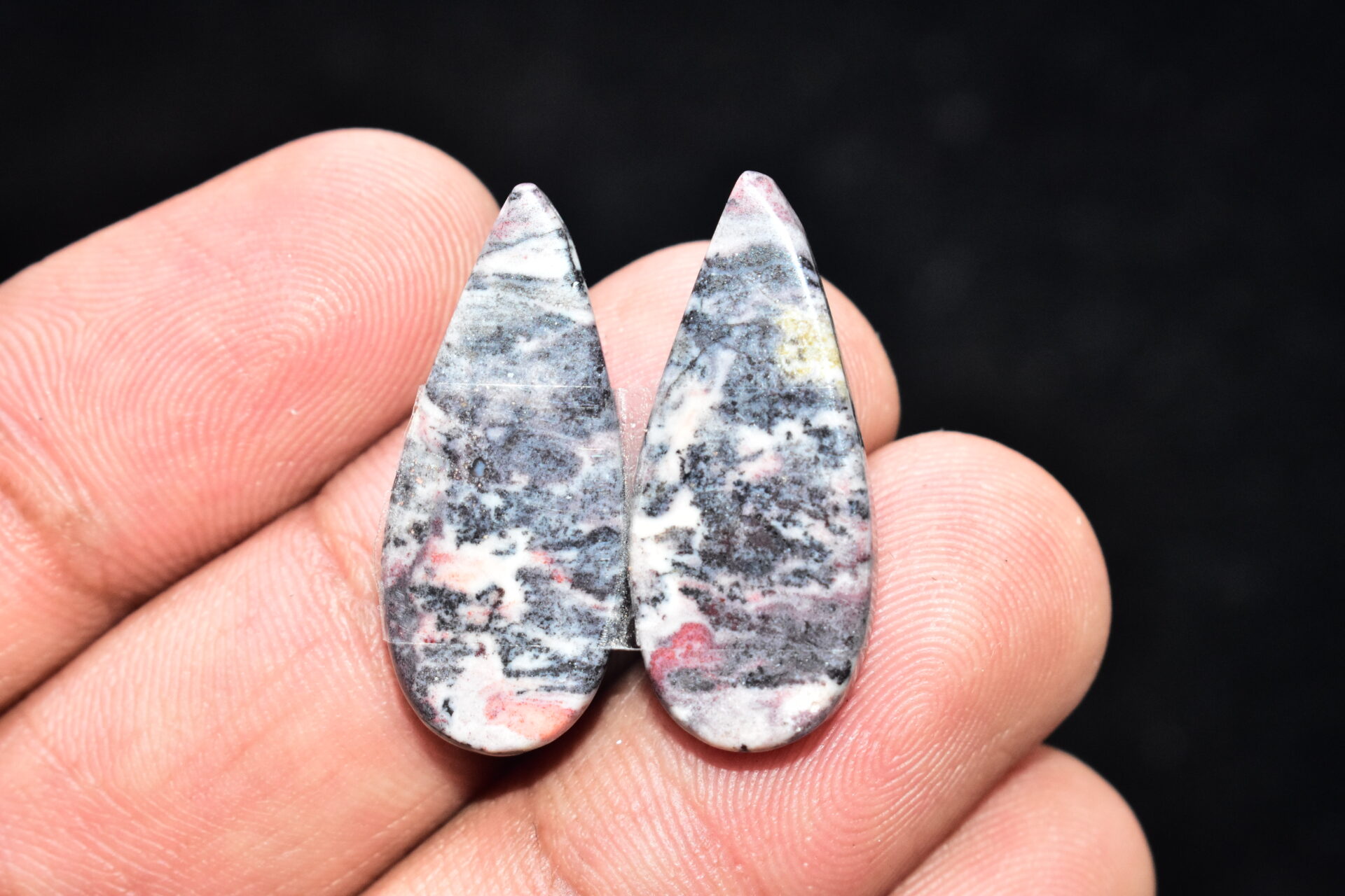 Porcelain Jasper Pair Cabochon / Porcelain Jasper Pair Gemstone / Exotica Jasper Pair / Pear Shape / 21.85 Ct. / 27x11x4 mm. / Q-825 - Image 4