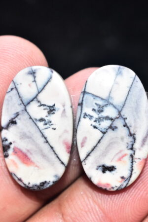 Porcelain Jasper Pair Cabochon / Porcelain Jasper Pair Gemstone / Exotica Jasper Pair / Oval Shape / 24.05 Ct. / 23x13x4 mm. / Q-833