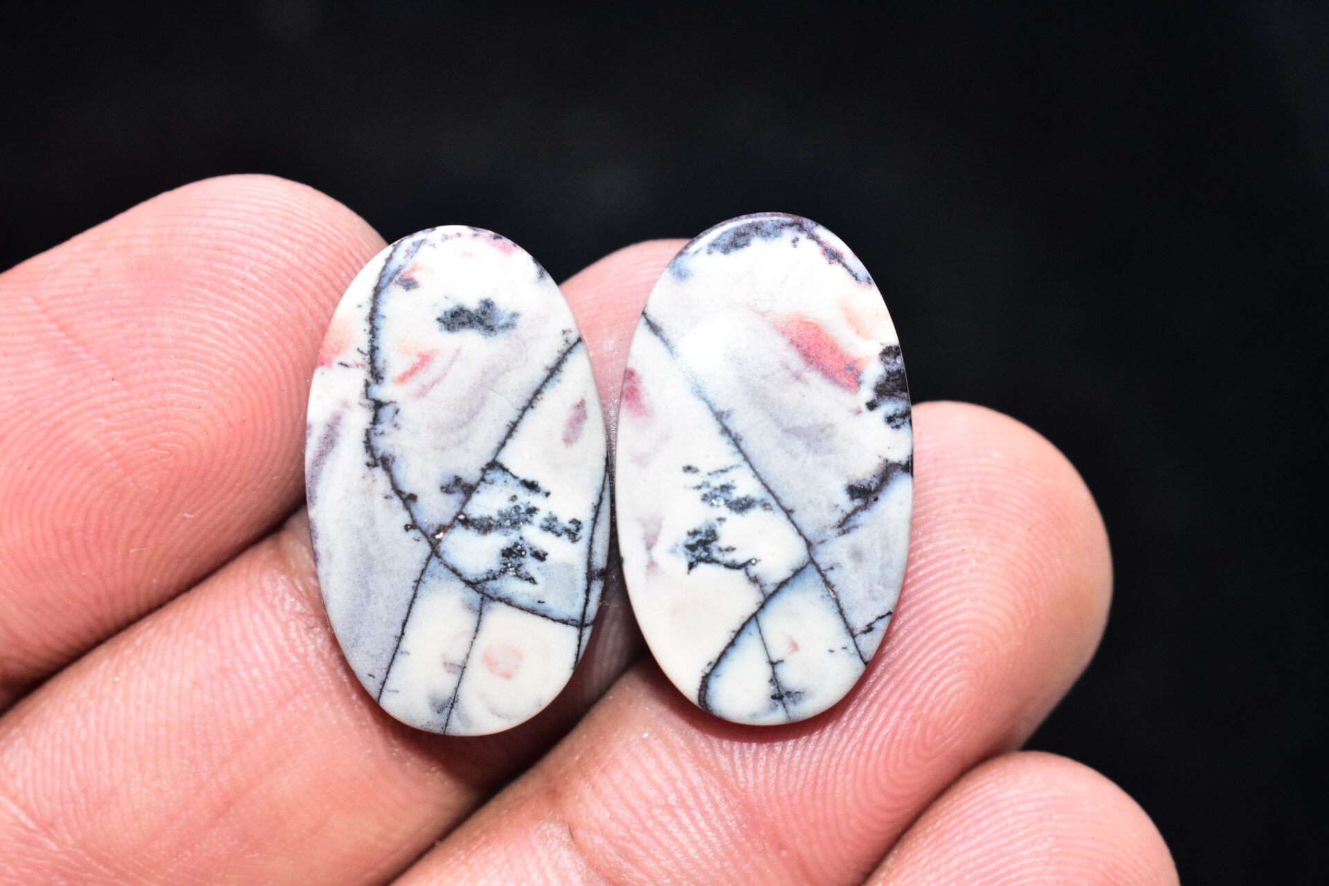 Porcelain Jasper Pair Cabochon / Porcelain Jasper Pair Gemstone / Exotica Jasper Pair / Oval Shape / 24.05 Ct. / 23x13x4 mm. / Q-833 - Image 3