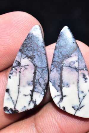 Porcelain Jasper Pair Cabochon / Porcelain Jasper Pair Gemstone / Exotica Jasper Pair / Freeform Shape / 24.25 Ct. / 29x12x4 mm. / Q-821