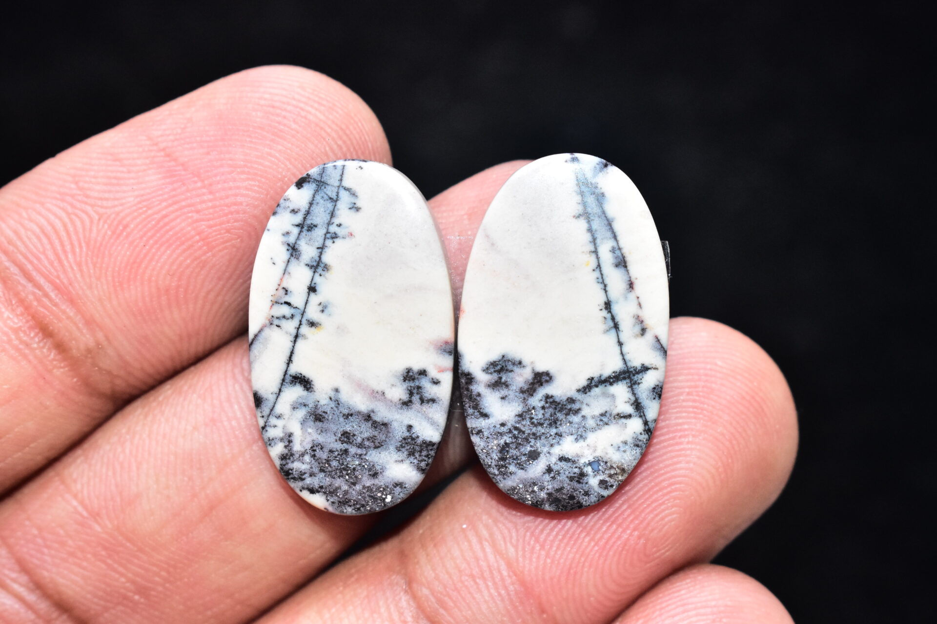 Porcelain Jasper Pair Cabochon / Porcelain Jasper Pair Gemstone / Exotica Jasper Pair / Oval Shape / 25.90 Ct. / 25x14x4 mm. / Q-823