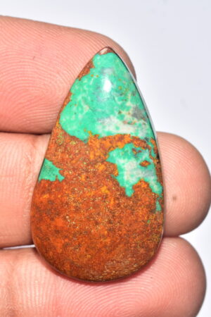 Sanora Chrysocolla Cabochon / Sanora Chrysocolla Gemstone / For Jewelry / Pear Shape / 34.95 Ct. / 35x20x5 mm. / Loose Gemstone / Q-962