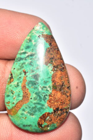 Sanora Chrysocolla Cabochon / Sanora Chrysocolla Gemstone / For Jewelry / Pear Shape / 34.95 Ct. / 36x22x6 mm. / Loose Gemstone / Q-998