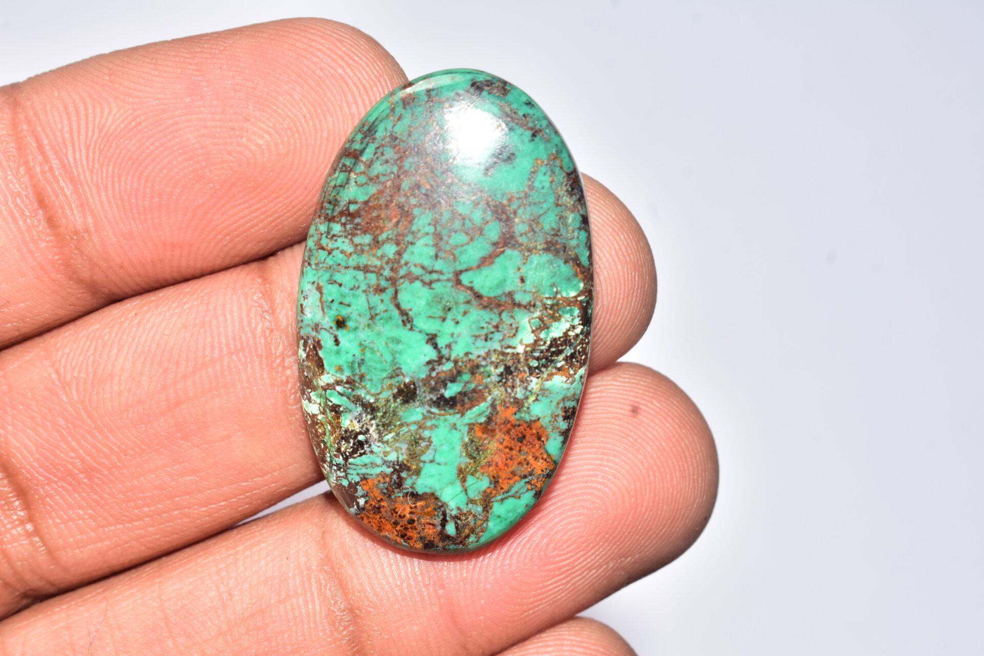 Sanora Chrysocolla Cabochon / Sanora Chrysocolla Gemstone / For Jewelry / Oval Shape / 36.50 Ct. / 35x21x5 mm. / Loose Gemstone / Q-994