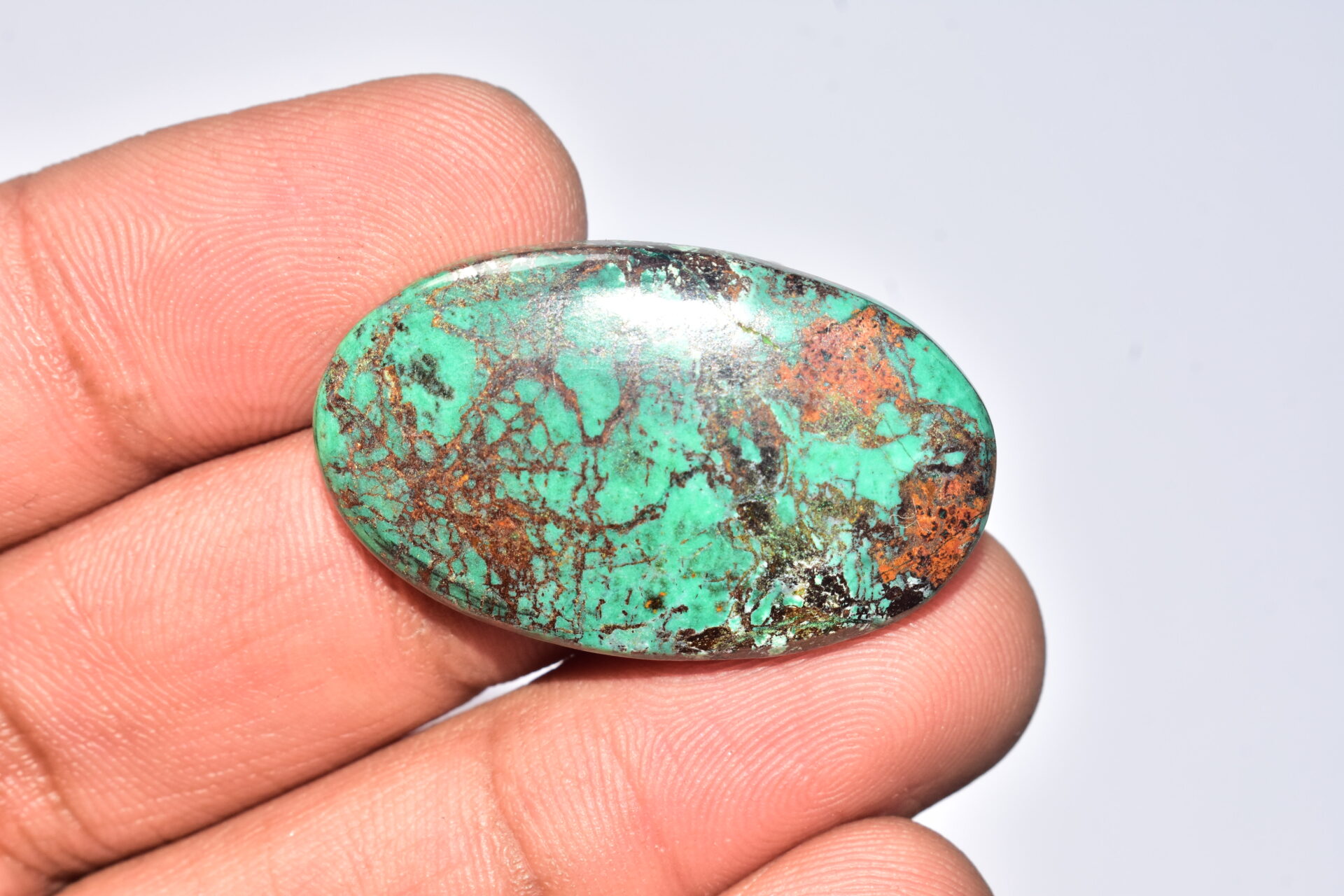 Sanora Chrysocolla Cabochon / Sanora Chrysocolla Gemstone / For Jewelry / Oval Shape / 36.50 Ct. / 35x21x5 mm. / Loose Gemstone / Q-994 - Image 3