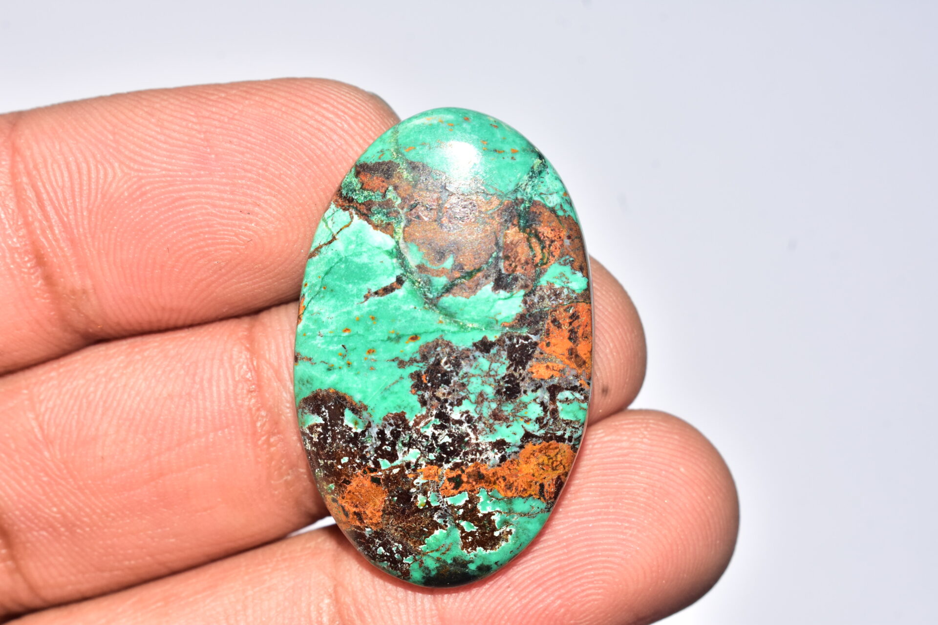 Sanora Chrysocolla Cabochon / Sanora Chrysocolla Gemstone / For Jewelry / Oval Shape / 34.85 Ct. / 34x21x5 mm. / Loose Gemstone / Q-988