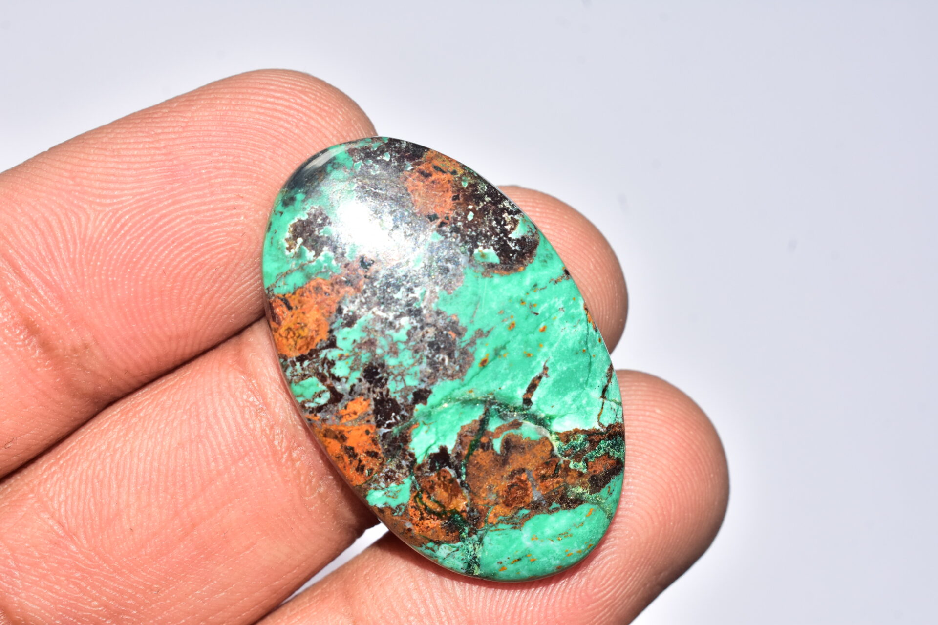 Sanora Chrysocolla Cabochon / Sanora Chrysocolla Gemstone / For Jewelry / Oval Shape / 34.85 Ct. / 34x21x5 mm. / Loose Gemstone / Q-988 - Image 3