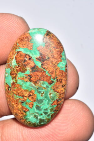 Sanora Chrysocolla Cabochon / Sanora Chrysocolla Gemstone / For Jewelry / Oval Shape / 35.65 Ct. / 31x19x5 mm. / Loose Gemstone / Q-987