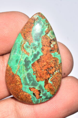 Sanora Chrysocolla Cabochon / Sanora Chrysocolla Gemstone / For Jewelry / Pear Shape / 34.90 Ct. / 36x22x5 mm. / Loose Gemstone / Q-955