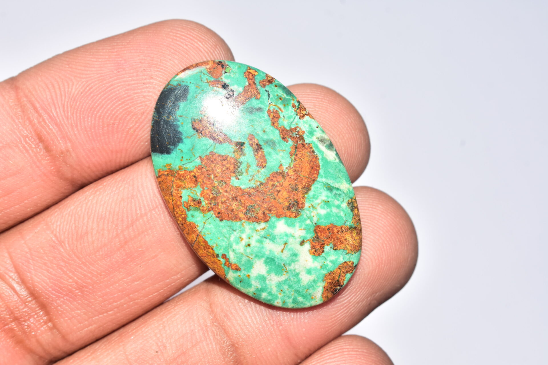 Sanora Chrysocolla Cabochon / Sanora Chrysocolla Gemstone / For Jewelry / Oval Shape / 36.10 Ct. / 36x23x7 mm. / Loose Gemstone / Q-1000 - Image 3