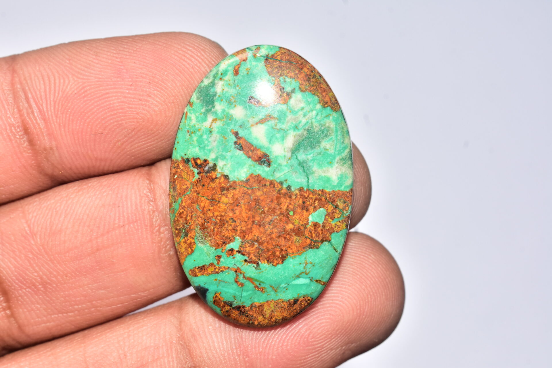 Sanora Chrysocolla Cabochon / Sanora Chrysocolla Gemstone / For Jewelry / Oval Shape / 38.15 Ct. / 36x23x5 mm. / Loose Gemstone / Q-996