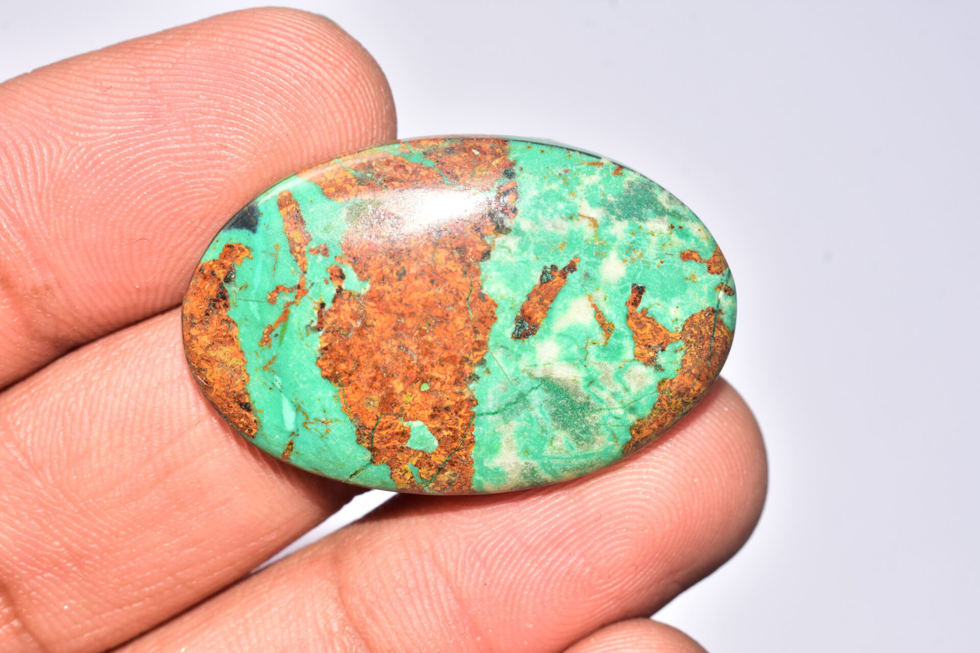 Sanora Chrysocolla Cabochon / Sanora Chrysocolla Gemstone / For Jewelry / Oval Shape / 38.15 Ct. / 36x23x5 mm. / Loose Gemstone / Q-996 - Image 3