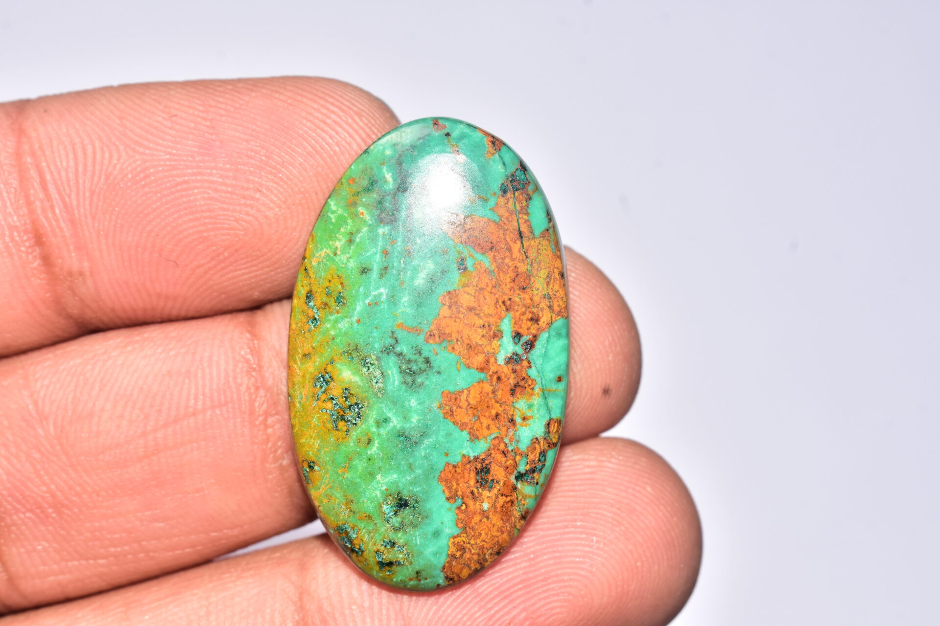 Sanora Chrysocolla Cabochon / Sanora Chrysocolla Gemstone / For Jewelry / Oval Shape / 28.60 Ct. / 34x20x5 mm. / Loose Gemstone / Q-960