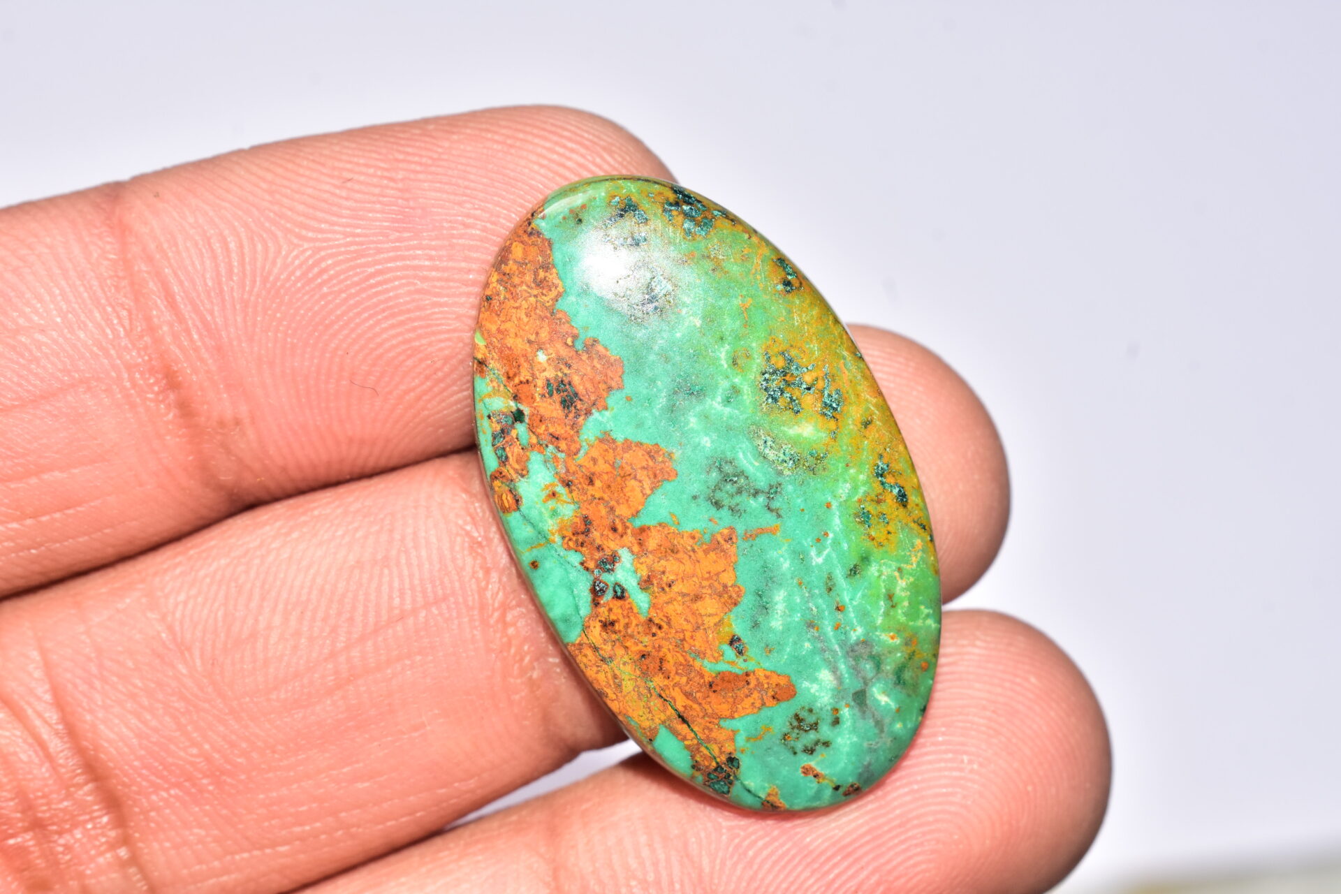 Sanora Chrysocolla Cabochon / Sanora Chrysocolla Gemstone / For Jewelry / Oval Shape / 28.60 Ct. / 34x20x5 mm. / Loose Gemstone / Q-960 - Image 3