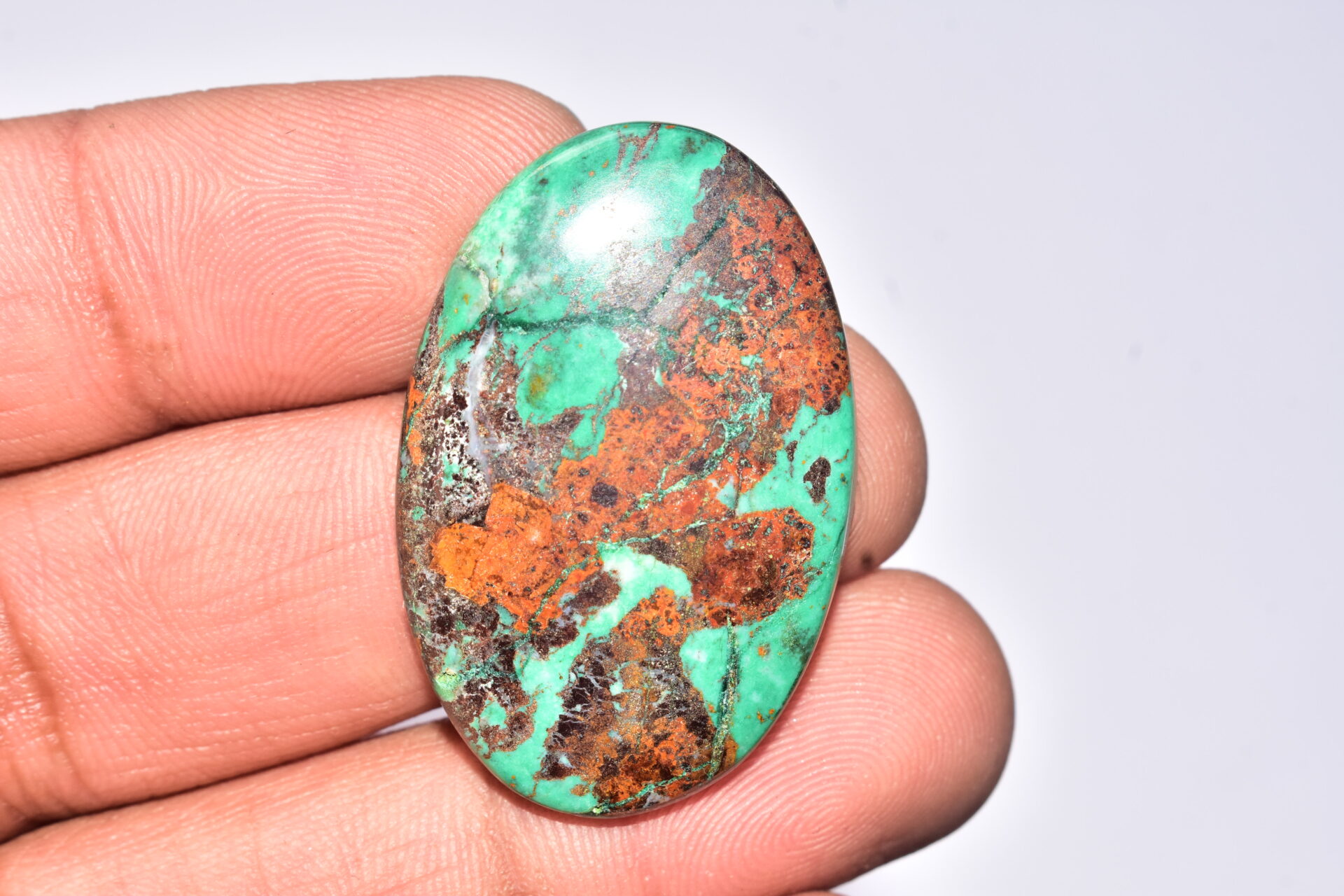 Sanora Chrysocolla Cabochon / Sanora Chrysocolla Gemstone / For Jewelry / Oval Shape / 41.85 Ct. / 37x24x4 mm. / Loose Gemstone / Q-997