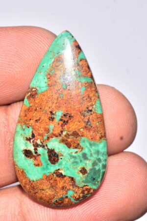 Sanora Chrysocolla Cabochon / Sanora Chrysocolla Gemstone / For Jewelry / Pear Shape / 29.90 Ct. / 38x20x5 mm. / Loose Gemstone / Q-959