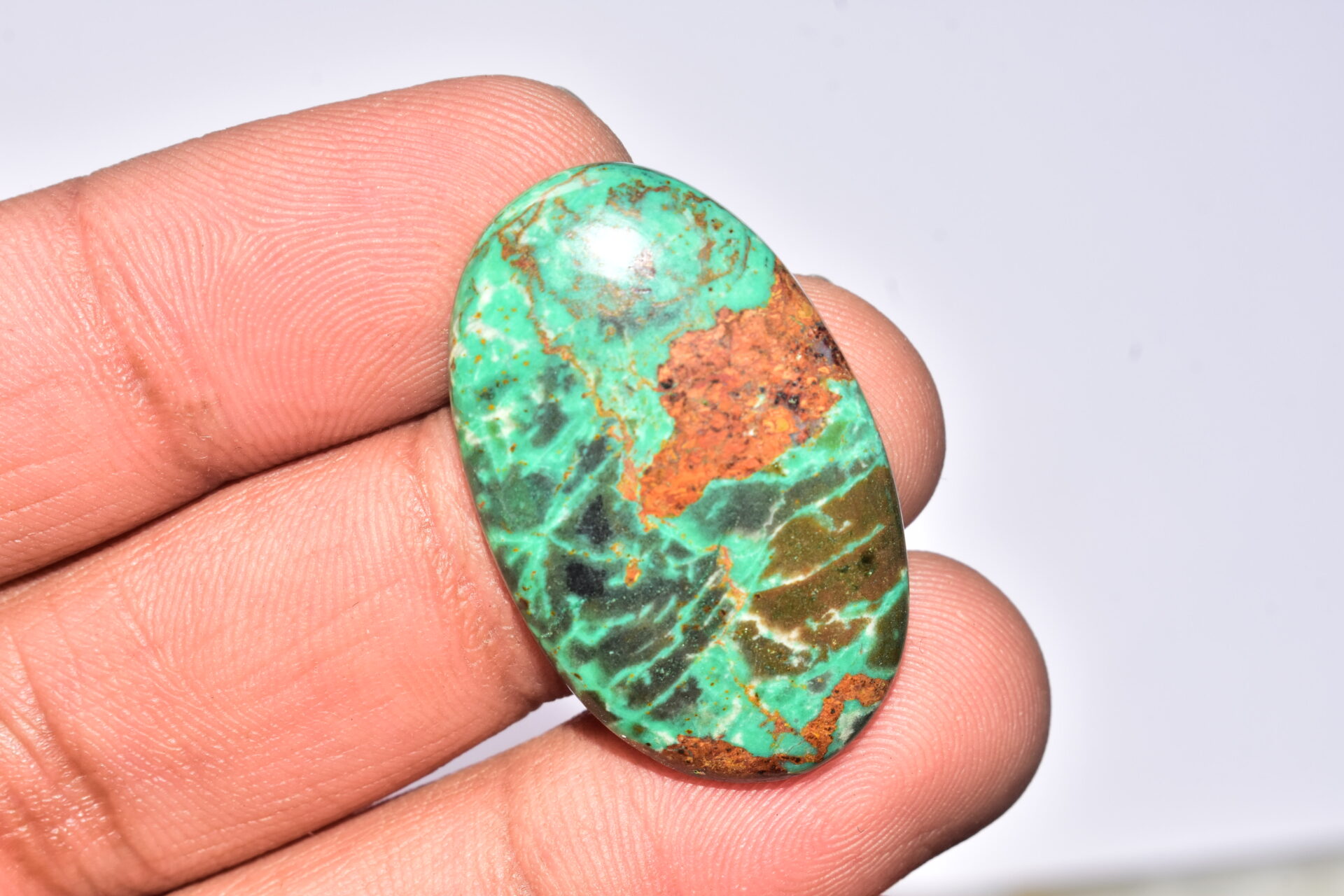Sanora Chrysocolla Cabochon / Sanora Chrysocolla Gemstone / For Jewelry / Oval Shape / 31.15 Ct. / 34x21x5 mm. / Loose Gemstone / Q-990 - Image 3